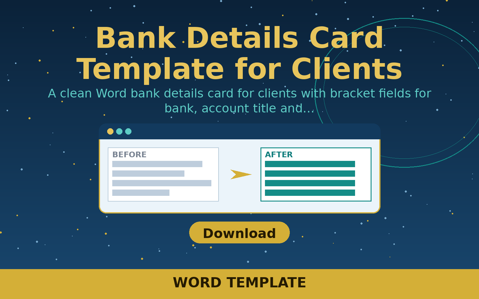Free Bank Details Card Template for Clients (Word)