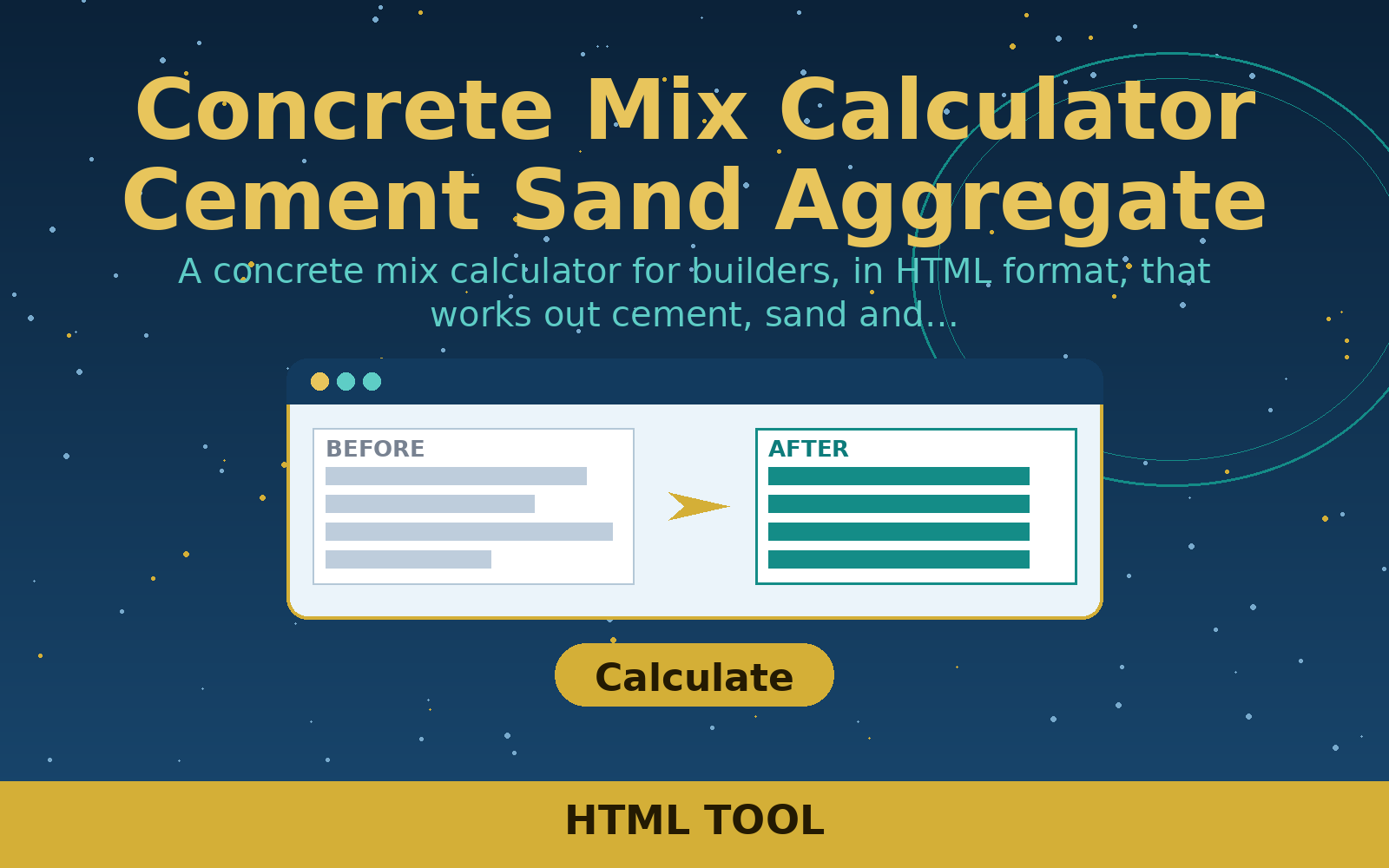 Free Concrete Mix Calculator Cement Sand Aggregate (HTML)