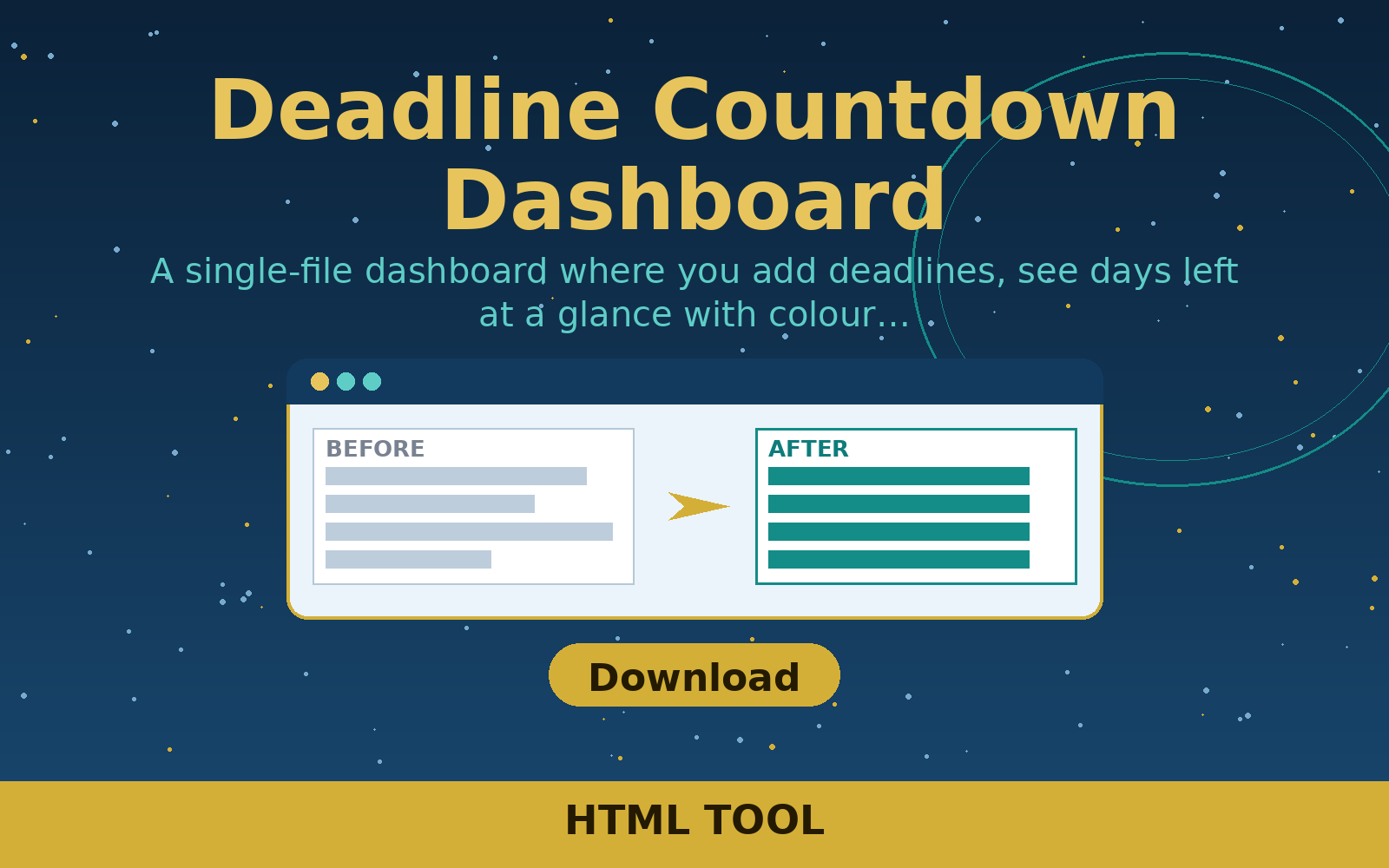 Free Deadline Countdown Dashboard (HTML)