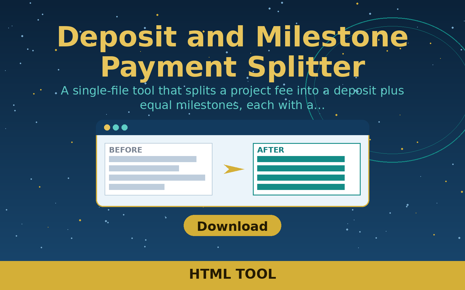 Free Deposit and Milestone Payment Splitter (HTML)