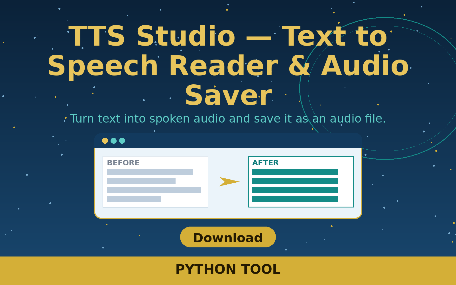 Free TTS Studio — Text to Speech Reader & Audio Saver (Python Tool)